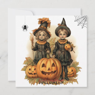 Cartes Pour Fêtes Annuelles Enfants de Halloween vintage, citrouille Jack O La