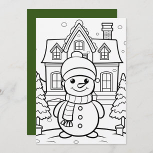 Cartes Pour Fêtes Annuelles Enfants de Noël festifs coloriant bonhomme de neig