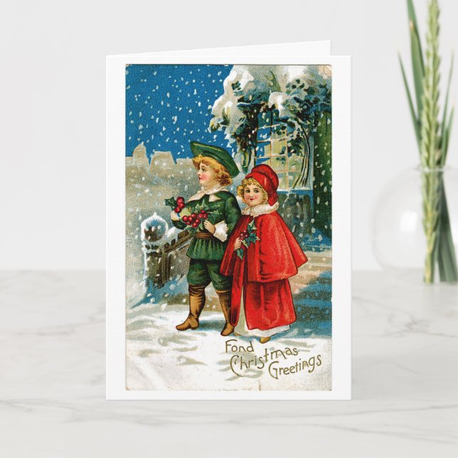 Cartes Pour Fêtes Annuelles Enfants de Noël victoriens (Devant)