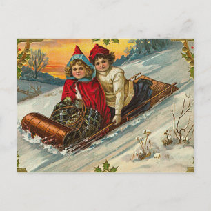 Cartes Pour Fêtes Annuelles Enfants de Noël victoriens dormant