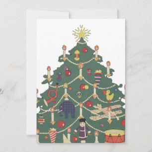 Cartes Pour Fêtes Annuelles Enfants de Noël vintage autour d'un arbre décoré