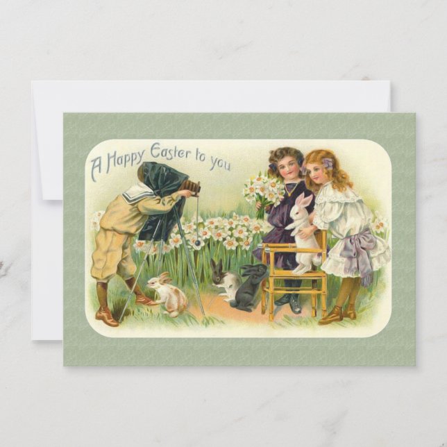 Cartes Pour Fêtes Annuelles Enfants de Pâques victoriens photographiant des la (Devant)