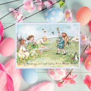 Cartes Pour Fêtes Annuelles Enfants de Pâques vintages et lapins de Pâques