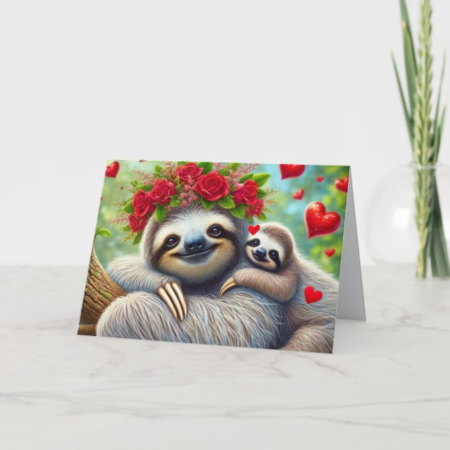 Cartes Pour Fêtes Annuelles Enfants de paresseux mignons pour la Saint-Valenti (Devant)
