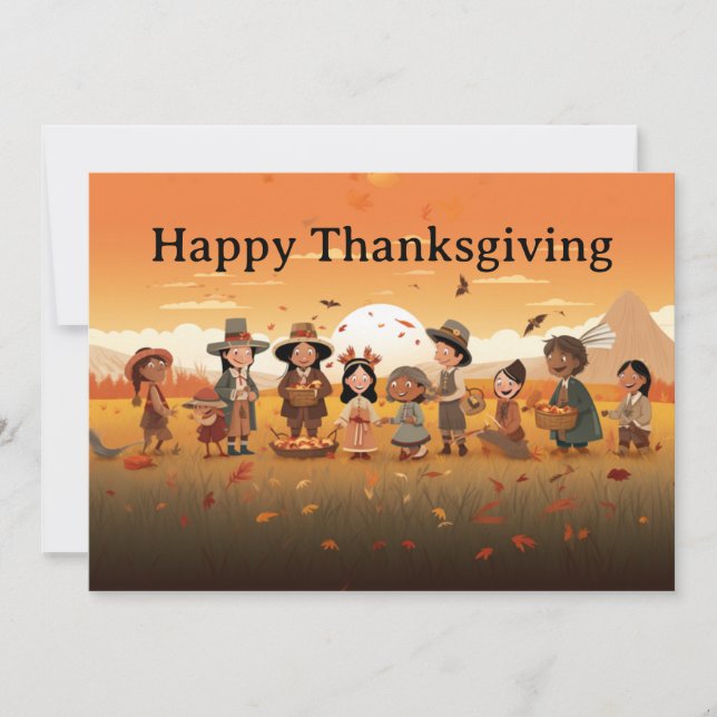 Cartes Pour Fêtes Annuelles Enfants de Thanksgiving 13 (Devant)