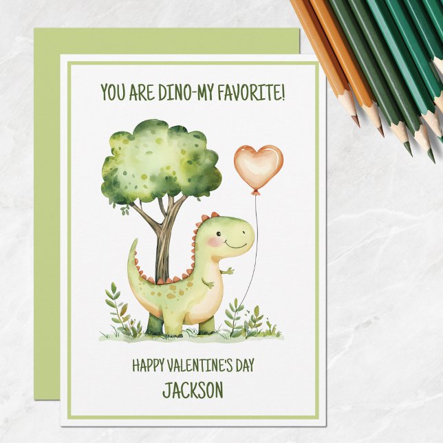 Cartes Pour Fêtes Annuelles Enfants Dinosaur Garçons École Classe Valentine (Kids Dinosaur Boys School Classroom Valentine Holiday Card
)