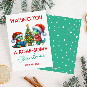 Cartes Pour Fêtes Annuelles Enfants dinosaures classe Noël