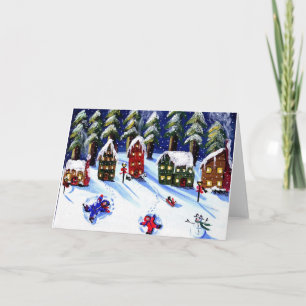 Cartes Pour Fêtes Annuelles Enfants Faire Neige Angels Vacances Folk Art