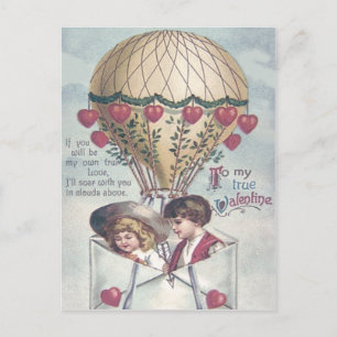 Cartes Pour Fêtes Annuelles Enfants Heart Hot Air Balloon Valentine