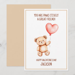 Cartes Pour Fêtes Annuelles Enfants Ours en peluche Mignon Aquarelle Cœur Sain