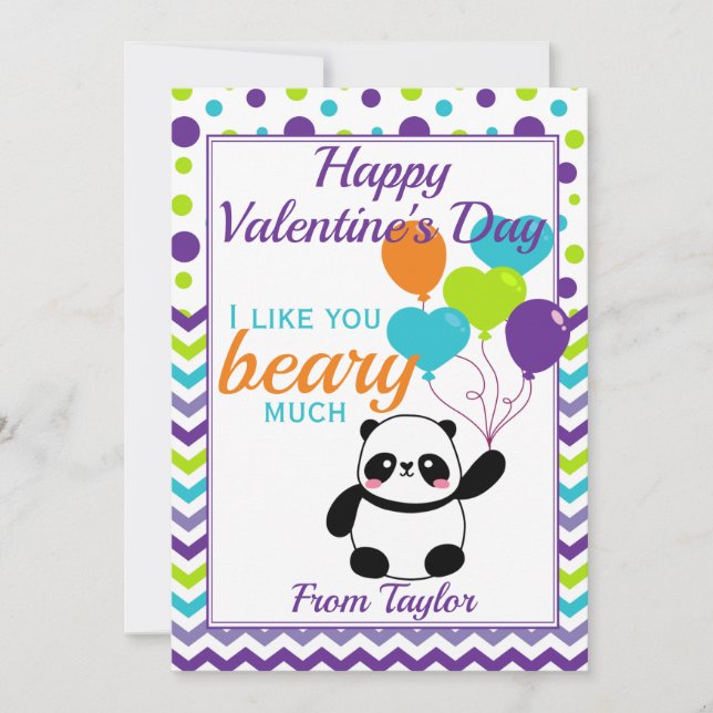 Cartes Pour Fêtes Annuelles Enfants Panda Saint Valentin (Devant)