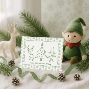 Cartes Pour Fêtes Annuelles Enfants Parties scintillant verte Scribble Art Joy