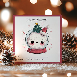 Cartes Pour Fêtes Annuelles Enfants salle de classe Kawaii boule à neige Noël