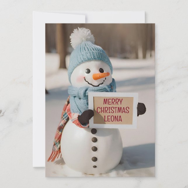 Cartes Pour Fêtes Annuelles Enfants Snowman Personnalisé Salutation nouveauté (Devant)