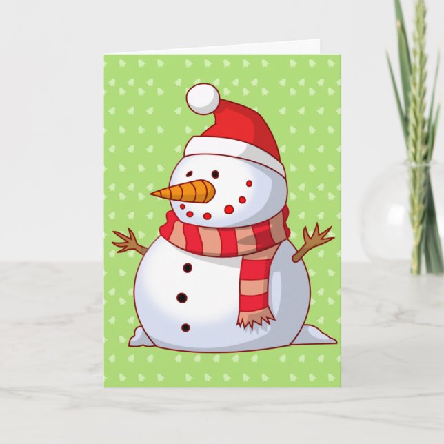Cartes Pour Fêtes Annuelles Enfants Snowman sapin de Noël neige pour grands-pa (Devant)