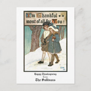 Cartes Pour Fêtes Annuelles Enfants vintages avec Salutation Thanksgiving