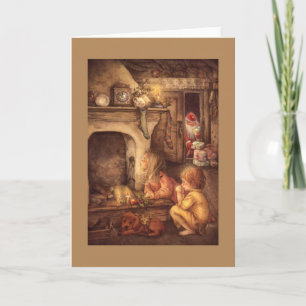 Cartes Pour Fêtes Annuelles Enfants vintages En Attente Du Père Noël