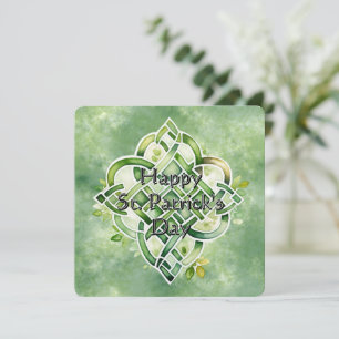 Cartes Pour Fêtes Annuelles Engager le noeud Celtique de couleur d'eau verte
