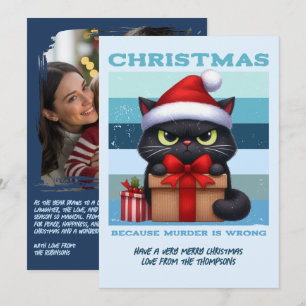 Cartes Pour Fêtes Annuelles Engelure Chat Drôle et Cool Photo de Noël Rétro