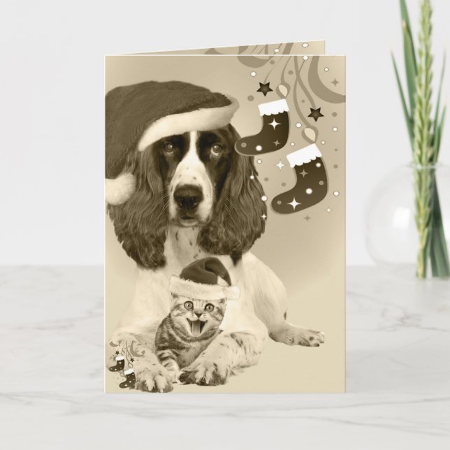 Cartes Pour Fêtes Annuelles English Springer Spaniel Xmas (Devant)