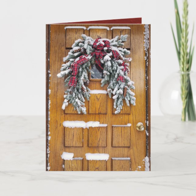 Cartes Pour Fêtes Annuelles enneigée pin de Noël (Devant)