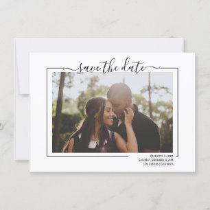 Cartes Pour Fêtes Annuelles Enregistrer La Date Typographie Photo Mariage Card