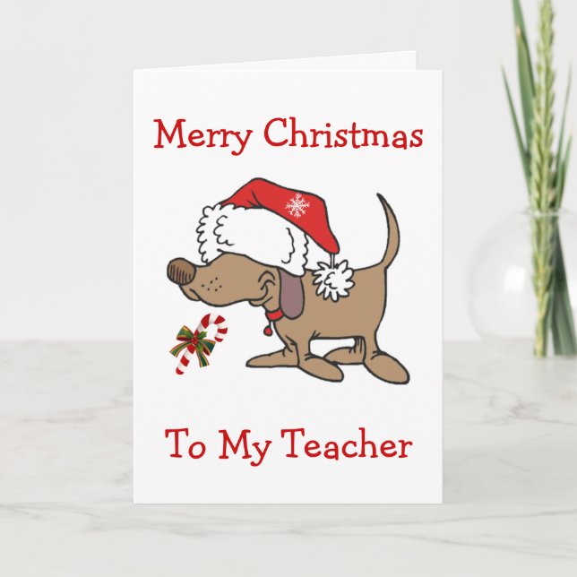 CARTES POUR FÊTES ANNUELLES ENSEIGNANT/CHRISTMAS-CHRISTMAS PUPPER POUR ENSEIGN (Devant)