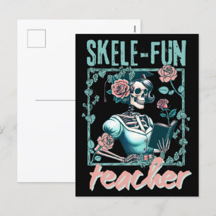 Cartes Pour Fêtes Annuelles Enseignant de l'école primaire éffrayant Skeleton