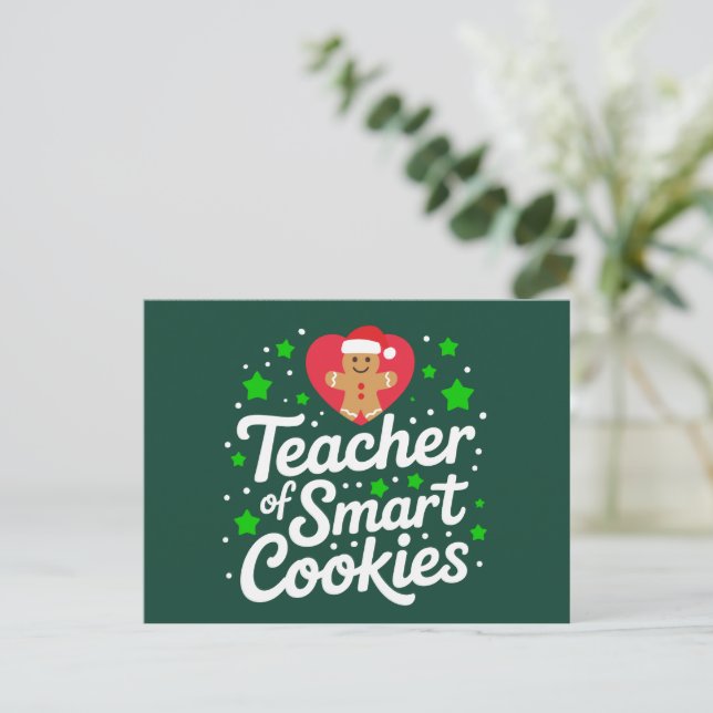 Cartes Pour Fêtes Annuelles Enseignant De Noël Des Cookies Intelligents Vie De (Debout devant)