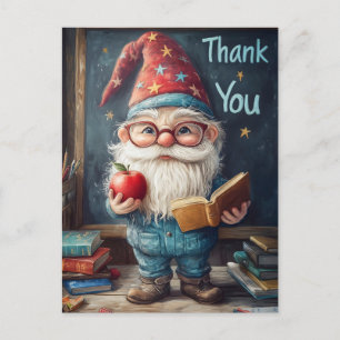 Cartes Pour Fêtes Annuelles Enseignant Gnome Cute - Illustration Merci
