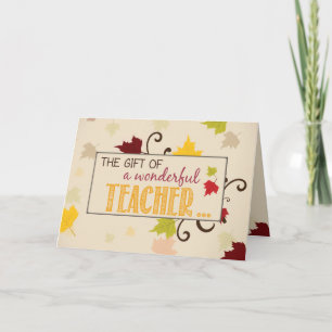 Cartes Pour Fêtes Annuelles Enseignant Thanksgiving Cadeau Feuilles d'automne