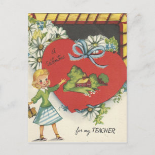 Cartes Pour Fêtes Annuelles Enseignant vintage Avec Schoolhouse Valentine
