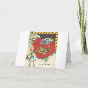 Cartes Pour Fêtes Annuelles Enseignant vintage Avec Schoolhouse Valentine