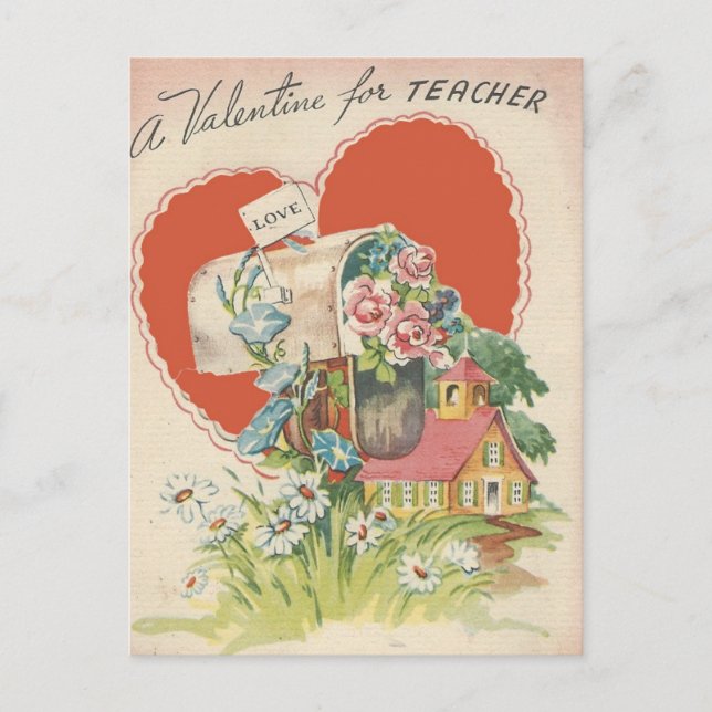 Cartes Pour Fêtes Annuelles Enseignant Vintage Valentine (Devant)