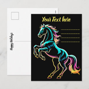Cartes Pour Fêtes Annuelles Enseigne au néon Cheval Style Rétro Glitch
