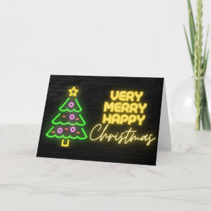 Cartes Pour Fêtes Annuelles Enseigne au néon « Very Merry Happy Christmas » su