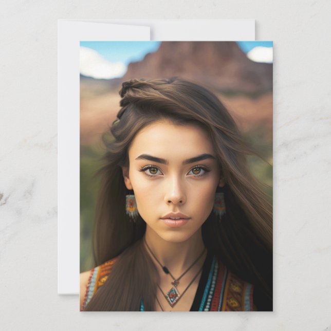 Cartes Pour Fêtes Annuelles Ensemble De Jeunes Belles Femmes Amérindiennes (Devant)