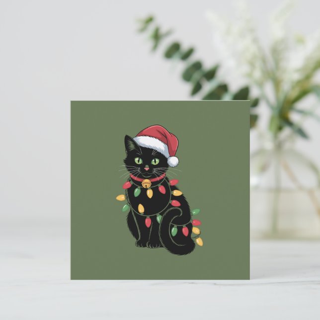 Cartes Pour Fêtes Annuelles Ensemble de Noël pour amateur de chat noir Cadeau  (Debout devant)