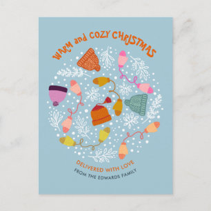 Cartes Pour Fêtes Annuelles Ensemble d'hiver de chapeaux et de mitaines tricot