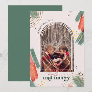 Cartes Pour Fêtes Annuelles Ensemble & Joyeux   Arche photo Noël moderne 