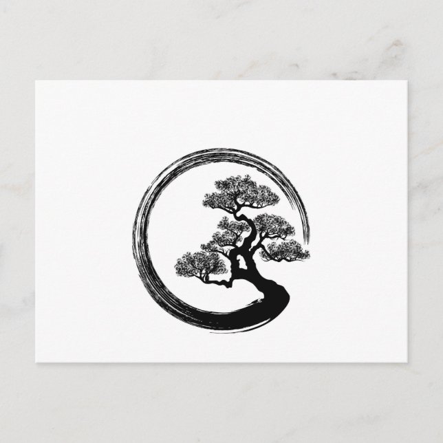 Cartes Pour Fêtes Annuelles Enso Zen Circle et Bonsai Tree (Devant)