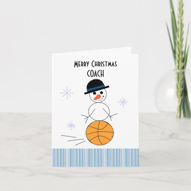 Cartes Pour Fêtes Annuelles Entraîneur de basket-ball Snowman (Devant)