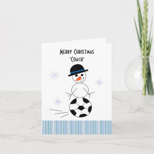 Cartes Pour Fêtes Annuelles Entraîneur de football de bonhomme de neige