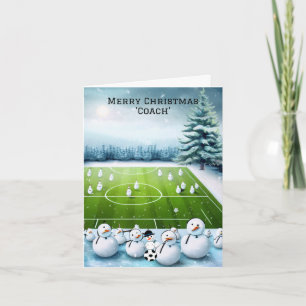 Cartes Pour Fêtes Annuelles Entraîneur de football sur terrain enneigé