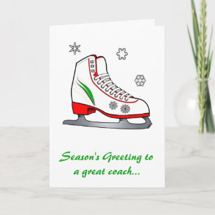 Cartes Pour Fêtes Annuelles Entraîneur Joyeuses vacances avec Patinage sur gla
