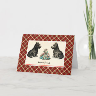Cartes Pour Fêtes Annuelles Entre amis Chiens de Noël Vintage Terrier