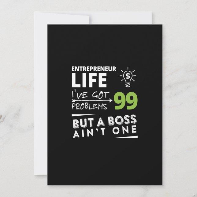 Cartes Pour Fêtes Annuelles entrepreneur life i've got 99 problems but a boss (Devant)