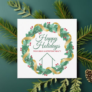Cartes Pour Fêtes Annuelles Entreprise de biens immobiliers Noël Élégant sur m