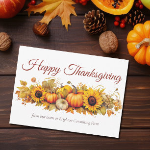 Cartes Pour Fêtes Annuelles Entreprise de citrouilles de Thanksgiving vintage