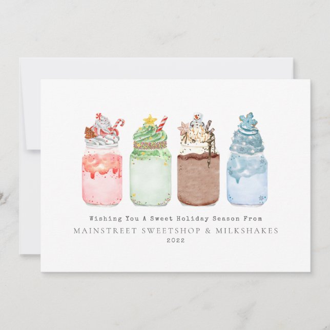 Cartes Pour Fêtes Annuelles Entreprise de Milkshakes de Noël Glace (Devant)